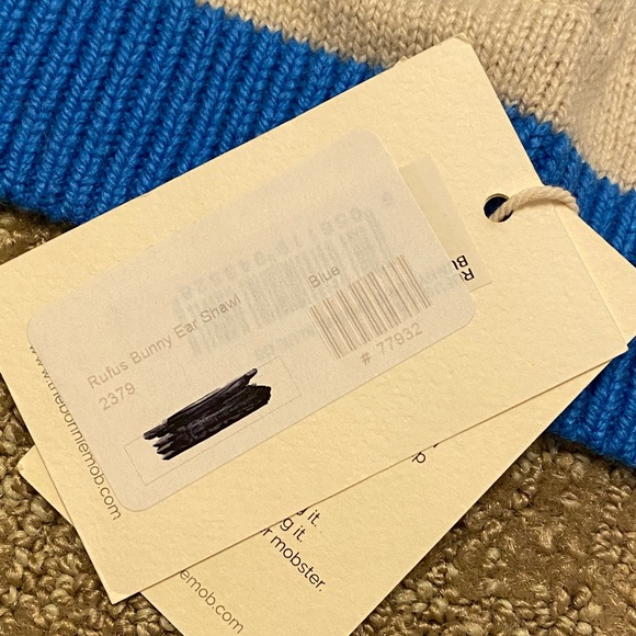 NWT Bonnie Mob Rufus Knit Bunny Ears Shawl Blanket Bonniemob - Picture 3 of 6